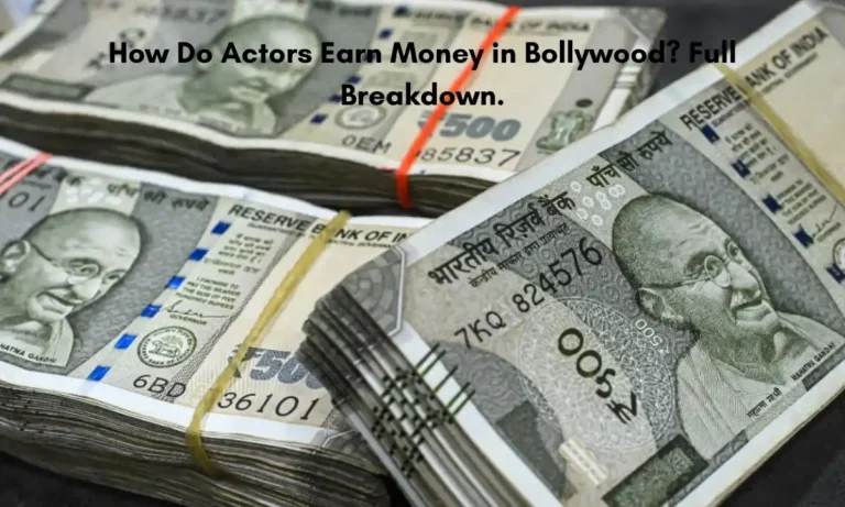 Infographic showing how Bollywood actors earn money through films, endorsements, social media, events, and side businesses